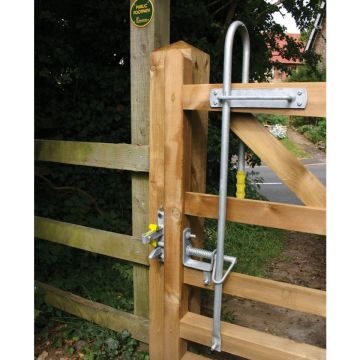 - Easy-Latch for Timber Gate c/w Trombone Handle  One Way Opening Galv. 