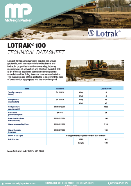 Geotextile Lotrak 100 Technical Datasheet